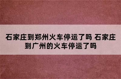 石家庄到郑州火车停运了吗 石家庄到广州的火车停运了吗